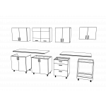 Set Bucatarie Karo V22, Lemn Natural/Alb, Blat Thermo 28 mm, L 280 cm