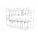 Set Bucatarie Karo V26, Lemn Natural/Alb, Blat Thermo 28 mm, L 300 cm