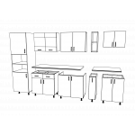 Set Bucatarie Karo V26, Lemn Natural/Alb, Blat Thermo 28 mm, L 300 cm
