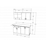 Set Bucatarie Karo V8, Antracit/Alb, Blat Thermo 28 mm, L 160 cm