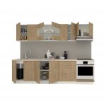 Set Bucatarie Karo V22, Lemn Natural/Alb, Blat Thermo 28 mm, L 280 cm