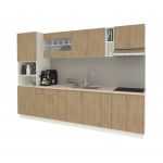 Set Bucatarie Karo V26, Lemn Natural/Alb, Blat Thermo 28 mm, L 300 cm