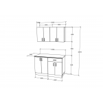 Set Bucatarie Karo V2, Lemn Natural/Alb, Blat Thermo 28 mm, L 120 cm