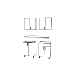 Set Bucatarie Karo V2, Stejar Sonoma Inchis/Alb, Blat Thermo 28 mm, L 120 cm