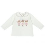 Bluza copii Chicco, inchidere in spate, alb cu model, 47275