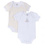 Body bebelusi Chicco, set 2 buc, alb cu galben, 11482