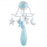 Carusel muzical 3 in 1 Chicco Rainbow cu proiectie, bleu, 0 luni+