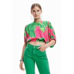 Bluza crop cu imprimeu tropical