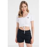 Tricou crop cu aspect texturat pentru fitness