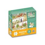 In lumea fructelor si a animalelor cu micul catel de usturoi. Puzzle gigant