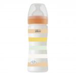 Biberon Chicco WellBeing PP, tetina s., flux mediu, 250ml, orange, 2luni+