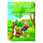 Carte de colorat cu abtibilduri - Animale salbatice