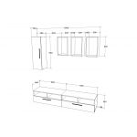 Living Kos V12, Negru/Alb Lucios, MDF, L 190 cm