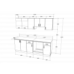 Set Bucatarie Karo V13, Stejar Sonoma Inchis/Alb, Blat Thermo 28 mm, L 220 cm