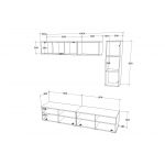 Living Kos V13, Negru/Alb Lucios, MDF, L 190 cm