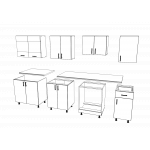 Set Bucatarie Karo V15, Lemn Natural/Alb, Blat Thermo 28 mm, L 240 cm