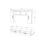 Living Kos V16, Negru/Alb Lucios, MDF, L 190 cm