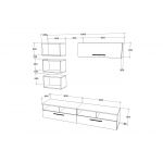Living Kos V17, Negru/Alb Lucios, MDF, L 190 cm