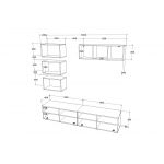 Living Kos V17, Negru/Alb Lucios, MDF, L 190 cm