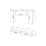 Living Kos V18, Negru/Alb Lucios, MDF, L 190 cm