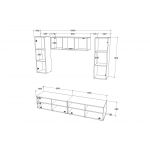 Living Kos V18, Negru/Alb Lucios, MDF, L 190 cm