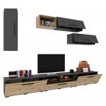 Living Kos V19, Antracit/Stejar Artisan, L 285 cm