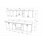 Set Bucatarie Karo V21, Lemn Natural/Alb, Blat Thermo 28 mm, L 280 cm