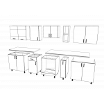 Set Bucatarie Karo V21, Lemn Natural/Alb, Blat Thermo 28 mm, L 280 cm