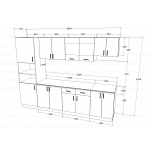 Set Bucatarie Karo V23, Lemn Natural/Alb, Blat Thermo 28 mm, L 280 cm