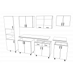Set Bucatarie Karo V23, Lemn Natural/Alb, Blat Thermo 28 mm, L 280 cm