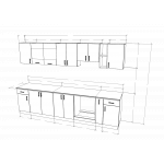 Set Bucatarie Karo V25, Lemn Natural/Alb, Blat Thermo 28 mm, L 300 cm