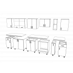 Set Bucatarie Karo V25, Lemn Natural/Alb, Blat Thermo 28 mm, L 300 cm