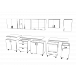 Set Bucatarie Karo V28, Lemn Natural/Alb, Blat Thermo 28 mm, L 320 cm