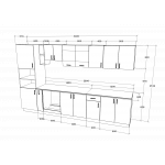 Set Bucatarie Karo V33, Stejar Sonoma Inchis/Alb, Blat Thermo 28 mm, L 340 cm