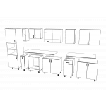 Set Bucatarie Karo V33, Stejar Sonoma Inchis/Alb, Blat Thermo 28 mm, L 340 cm