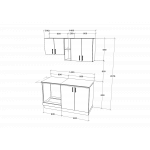 Set Bucatarie Karo V4, Lemn Natural/Alb, Blat Thermo 28 mm, L 140 cm