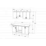 Set Bucatarie Karo V6, Stejar Sonoma Inchis/Alb, Blat Thermo 28 mm, L 160 cm