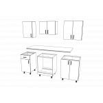Set Bucatarie Karo V6, Stejar Sonoma Inchis/Alb, Blat Thermo 28 mm, L 160 cm