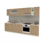 Set Bucatarie Karo V25, Lemn Natural/Alb, Blat Thermo 28 mm, L 300 cm