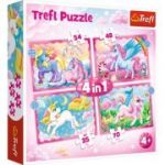 Puzzle 4 in 1 Unicorni si magie, 35/48/54/70 piese