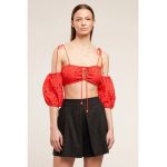 Bluza crop cu maneci bufante