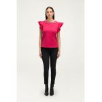 Bluza cu maneci scurte si aplicatii de strasuri