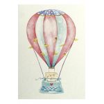 Felicitare: Balon cu aer cald. Masina de scris
