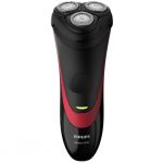 Aparat de ras Philips S1310/04, Acumulator, Cap barbierit cu 3 lame, Negru/Rosu