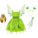 Aripi și perucă de zână Tinkerbell Costum pentru fete Cosplay Tinkerbell zână Costum de carnaval Costum de Halloween pentru fete Rochie de zână Tinkerbell 5