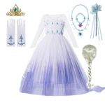 Costum Elsa din Frozen cu accesorii Costum pentru fete Cosplay Elsa din Frozen Costum carnaval Masca de Halloween Rochie fete Elsa din Frozen V285 5