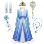 Costum Elsa din Frozen cu accesorii Costum pentru fete Cosplay Elsa din Frozen Costum carnaval Masca de Halloween Rochie fete Elsa din Frozen V286 5