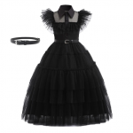 Costum Wednesday Addams Costum fete Cosplay Wednesday Addams Rochie fete negre Costume carnaval Costum Halloween 10