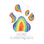 Felicitare curcubeu: Seria Paw Print. Home is where my cat is