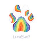 Felicitare curcubeu: Seria Paw Print. La multi ani!